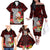 Guam Christmas Family Matching Off Shoulder Long Sleeve Dress and Hawaiian Shirt Santa Gift Latte Stone and Sea Turle Mix Hibiscus Chamorro Red Style LT03