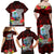 Guam Christmas Family Matching Off Shoulder Maxi Dress and Hawaiian Shirt Santa Gift Latte Stone and Sea Turle Mix Hibiscus Chamorro Red Style LT03