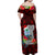 Guam Christmas Family Matching Off Shoulder Maxi Dress and Hawaiian Shirt Santa Gift Latte Stone and Sea Turle Mix Hibiscus Chamorro Red Style LT03