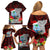 Guam Christmas Family Matching Off Shoulder Short Dress and Hawaiian Shirt Santa Gift Latte Stone and Sea Turle Mix Hibiscus Chamorro Red Style LT03