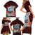 Guam Christmas Family Matching Short Sleeve Bodycon Dress and Hawaiian Shirt Santa Gift Latte Stone and Sea Turle Mix Hibiscus Chamorro Red Style LT03