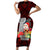 Guam Christmas Family Matching Short Sleeve Bodycon Dress and Hawaiian Shirt Santa Gift Latte Stone and Sea Turle Mix Hibiscus Chamorro Red Style LT03