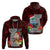 Guam Christmas Hoodie Santa Gift Latte Stone and Sea Turle Mix Hibiscus Chamorro Red Style LT03