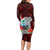 Guam Christmas Long Sleeve Bodycon Dress Santa Gift Latte Stone and Sea Turle Mix Hibiscus Chamorro Red Style LT03