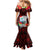 Guam Christmas Mermaid Dress Santa Gift Latte Stone and Sea Turle Mix Hibiscus Chamorro Red Style LT03