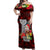 Guam Christmas Off Shoulder Maxi Dress Santa Gift Latte Stone and Sea Turle Mix Hibiscus Chamorro Red Style LT03