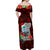 Guam Christmas Off Shoulder Maxi Dress Santa Gift Latte Stone and Sea Turle Mix Hibiscus Chamorro Red Style LT03