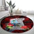 Guam Christmas Round Carpet Santa Gift Latte Stone and Sea Turle Mix Hibiscus Chamorro Red Style LT03