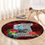 Guam Christmas Round Carpet Santa Gift Latte Stone and Sea Turle Mix Hibiscus Chamorro Red Style LT03