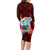 Custom Guam Christmas Family Matching Long Sleeve Bodycon Dress and Hawaiian Shirt Santa Gift Latte Stone and Sea Turle Mix Hibiscus Chamorro Red Style LT03