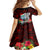 Custom Guam Christmas Kid Short Sleeve Dress Santa Gift Latte Stone and Sea Turle Mix Hibiscus Chamorro Red Style LT03