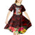 Custom Guam Christmas Kid Short Sleeve Dress Santa Gift Latte Stone and Sea Turle Mix Hibiscus Chamorro Red Style LT03