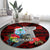 Custom Guam Christmas Round Carpet Santa Gift Latte Stone and Sea Turle Mix Hibiscus Chamorro Red Style LT03