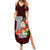 Custom Guam Christmas Summer Maxi Dress Santa Gift Latte Stone and Sea Turle Mix Hibiscus Chamorro Red Style LT03