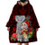 Custom Guam Christmas Wearable Blanket Hoodie Santa Gift Latte Stone and Sea Turle Mix Hibiscus Chamorro Red Style LT03