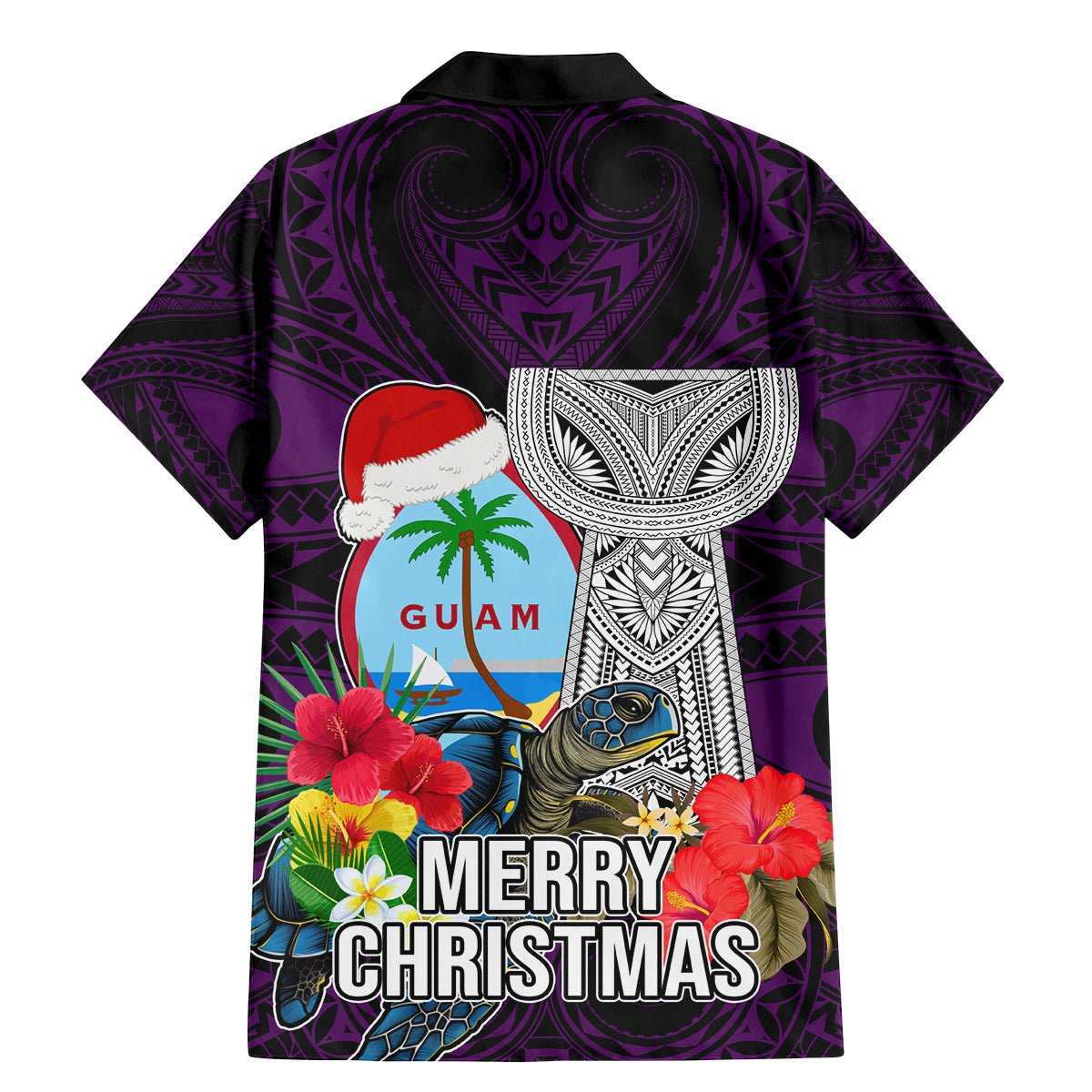 Guam Christmas Family Matching Mermaid Dress and Hawaiian Shirt Santa Gift Latte Stone and Sea Turle Mix Hibiscus Chamorro Pink Style LT03