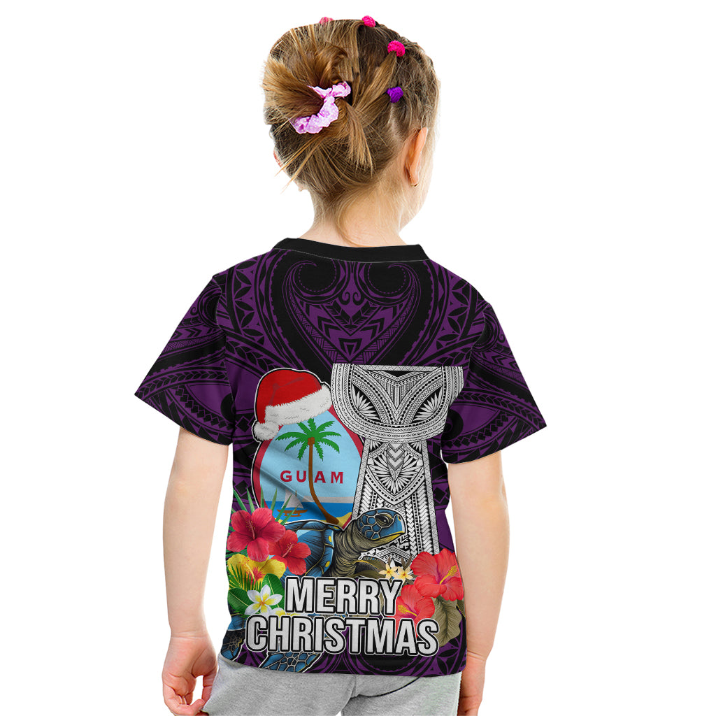Guam Christmas Kid T Shirt Santa Gift Latte Stone and Sea Turle Mix Hibiscus Chamorro Pink Style LT03