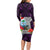 Guam Christmas Long Sleeve Bodycon Dress Santa Gift Latte Stone and Sea Turle Mix Hibiscus Chamorro Pink Style LT03