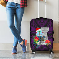 Guam Christmas Luggage Cover Santa Gift Latte Stone and Sea Turle Mix Hibiscus Chamorro Pink Style LT03