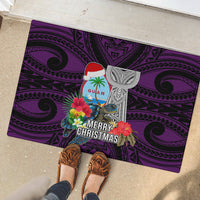 Guam Christmas Rubber Doormat Santa Gift Latte Stone and Sea Turle Mix Hibiscus Chamorro Pink Style LT03
