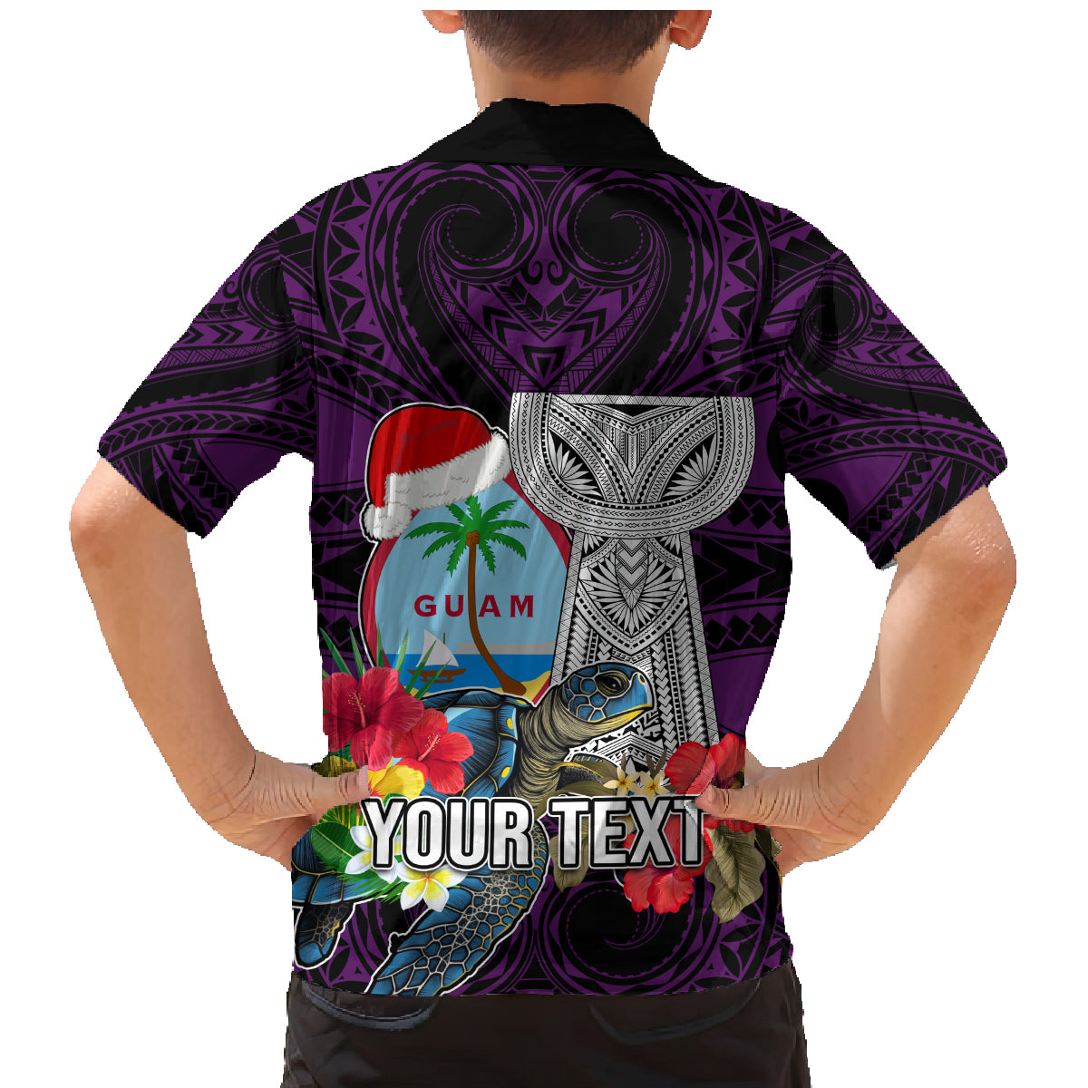 Custom Guam Christmas Family Matching Mermaid Dress and Hawaiian Shirt Santa Gift Latte Stone and Sea Turle Mix Hibiscus Chamorro Pink Style LT03