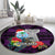 Custom Guam Christmas Round Carpet Santa Gift Latte Stone and Sea Turle Mix Hibiscus Chamorro Pink Style LT03