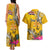 Niue Waitangi Couples Matching Tank Maxi Dress and Hawaiian Shirt Tropical Flower Tapa Pattern LT03 - Polynesian Pride