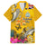 Niue Waitangi Family Matching Puletasi and Hawaiian Shirt Tropical Flower Tapa Pattern LT03 Dad's Shirt - Short Sleeve Yellow - Polynesian Pride