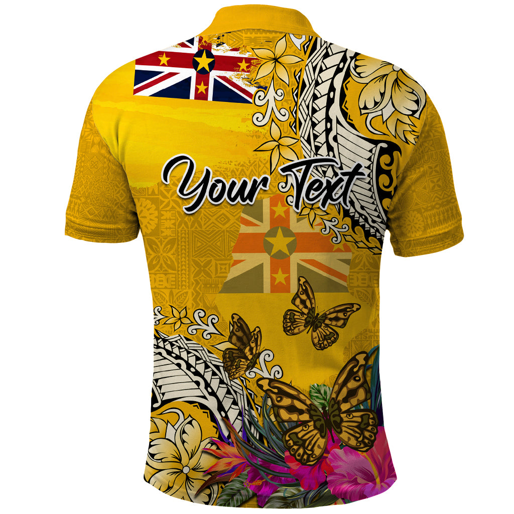 Niue Waitangi Polo Shirt Tropical Flower Tapa Pattern LT03 - Polynesian Pride