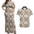 Tukenny Pattern Fijian War Clubs Couples Matching Off Shoulder Maxi Dress and Hawaiian Shirt LT03 Beige - Polynesian Pride