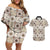 Tukenny Pattern Fijian War Clubs Couples Matching Off Shoulder Short Dress and Hawaiian Shirt LT03 Beige - Polynesian Pride