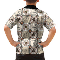 Tukenny Pattern Fijian War Clubs Family Matching Off Shoulder Short Dress and Hawaiian Shirt LT03 - Polynesian Pride