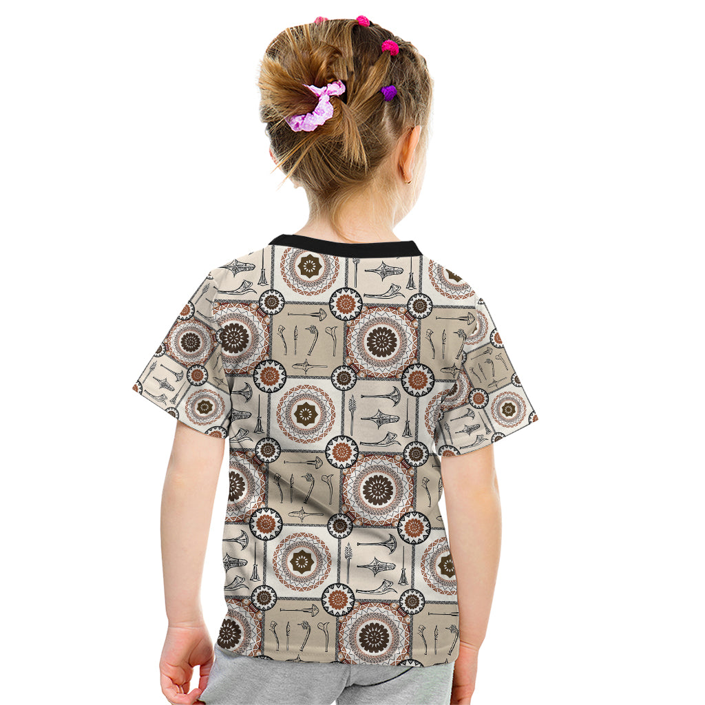 Tukenny Pattern Fijian War Clubs Kid T Shirt LT03 - Polynesian Pride