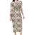 Tukenny Pattern Fijian War Clubs Long Sleeve Bodycon Dress LT03 Long Dress Beige - Polynesian Pride