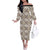 Tukenny Pattern Fijian War Clubs Off The Shoulder Long Sleeve Dress LT03 Women Beige - Polynesian Pride