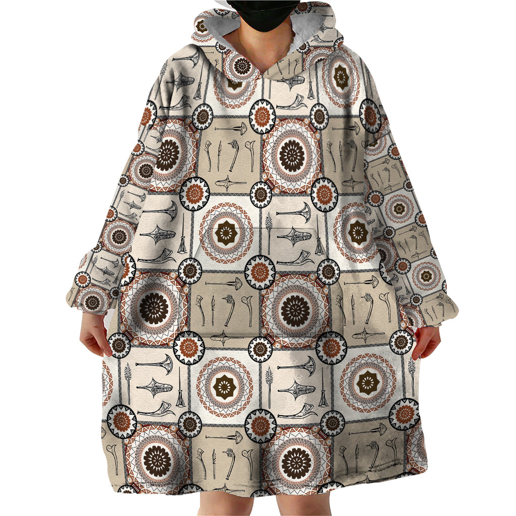 Tukenny Pattern Fijian War Clubs Wearable Blanket Hoodie LT03 - Polynesian Pride