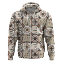 Tukenny Pattern Fijian War Clubs Zip Hoodie LT03 Zip Hoodie Beige - Polynesian Pride