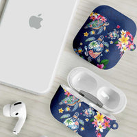 Hawaiian Turtles and Tropical Plants AirPods Case Blue Watercolor