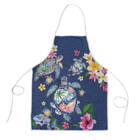 Hawaiian Turtles and Tropical Plants Apron Blue Watercolor LT03 Blue - Polynesian Pride