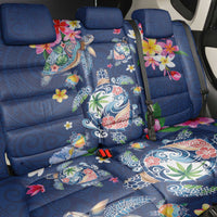 Hawaiian Turtles and Tropical Plants Back Car Seat Cover Blue Watercolor