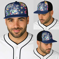 Hawaiian Turtles and Tropical Plants Baseball Net Cap Blue Watercolor LT03 - Polynesian Pride