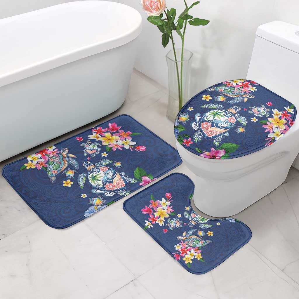 Hawaiian Turtles and Tropical Plants Bathroom Set Blue Watercolor LT03 - Polynesian Pride