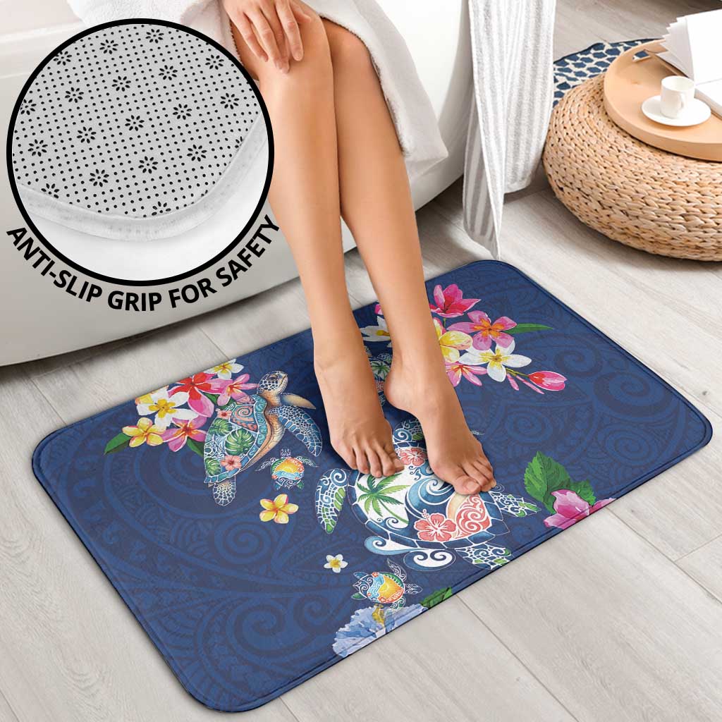 Hawaiian Turtles and Tropical Plants Bathroom Set Blue Watercolor LT03 - Polynesian Pride