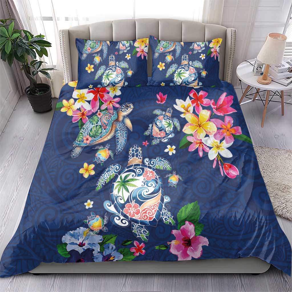 Hawaiian Turtles and Tropical Plants Bedding Set Blue Watercolor LT03 - Polynesian Pride