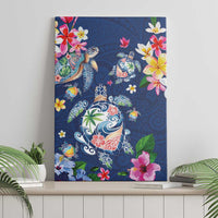 Hawaiian Turtles and Tropical Plants Canvas Wall Art Blue Watercolor LT03 - Polynesian Pride