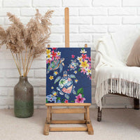 Hawaiian Turtles and Tropical Plants Canvas Wall Art Blue Watercolor LT03 - Polynesian Pride