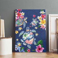 Hawaiian Turtles and Tropical Plants Canvas Wall Art Blue Watercolor LT03 - Polynesian Pride