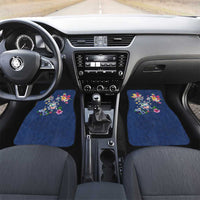 Hawaiian Turtles and Tropical Plants Car Mats Blue Watercolor LT03 Set 2pcs - Front Blue - Polynesian Pride