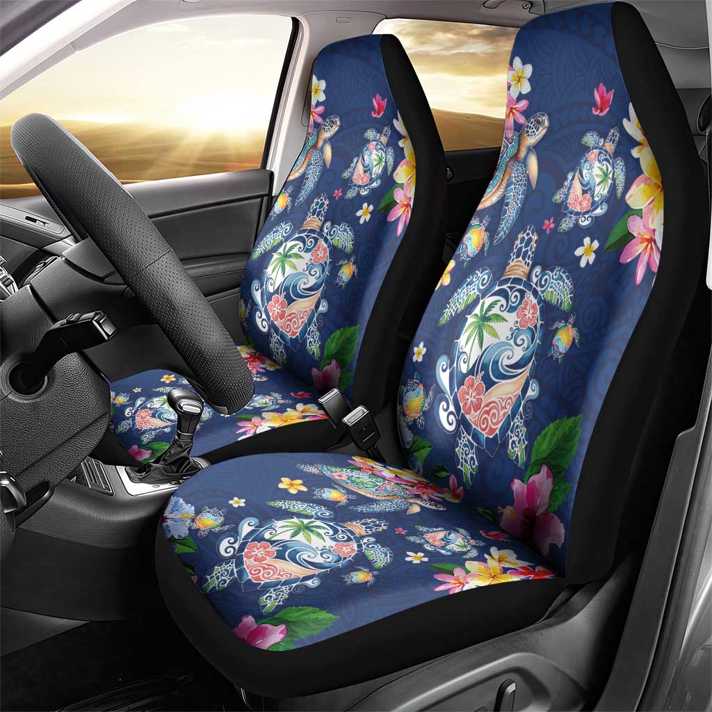 Hawaiian Turtles and Tropical Plants Car Seat Cover Blue Watercolor LT03 - Polynesian Pride