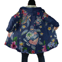 Hawaiian Turtles and Tropical Plants Cloak Blue Watercolor LT03 - Polynesian Pride